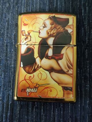 Zippo Lighter W/ Artist Claudio Mazzi Windy Girl,  Very Rare