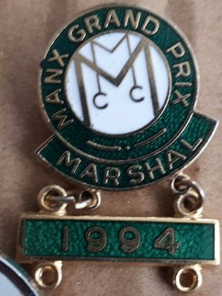 Isle of man tt badges Ben fund ACU 1983 Manx Grand Prix Marshal 1994 X 1 vintage 2