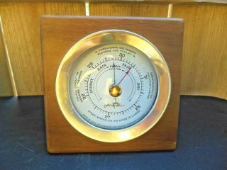 Vtg.  Mid Century Modern Airguide Desk Barometer Walnut Case