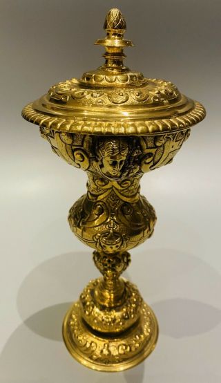 Solid Silver Gilt Goblet/cup/chalice,  German 1870c