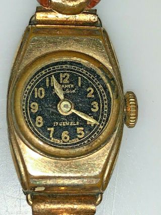Vintage: Ladies Art Deco Roamer 17 Jewel Watch - Missing Glass T69 Swiss Made