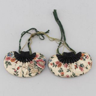 (2) Late 19th Century Antique Chinese China Embroidery Scent Purse Bag