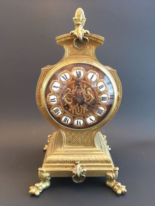 Antique 19th Century French Mantel Clock Bronze Bracket Clock Alpe Giroux Paris