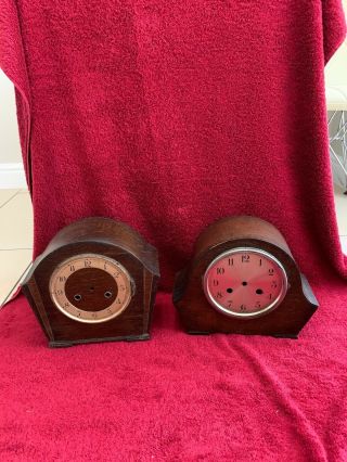 2 X Antique / Vintage Wooden Mantle Clock Casings