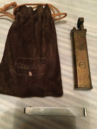 Vintage Casablanca Brass Lift Arm Lighter - Veryrare - Pouch,  Directions