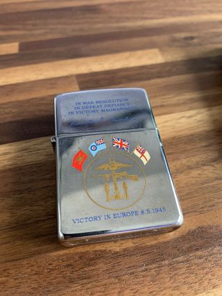 Zippo Lighter Ve Victory Europe 1945 Military Celebration.