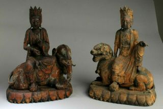 A Antique Chinese Carved Wooden Guanyin Statues