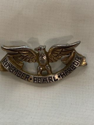 Vintage Remember Pearl Harbor Spread Eagle Lapel Pin