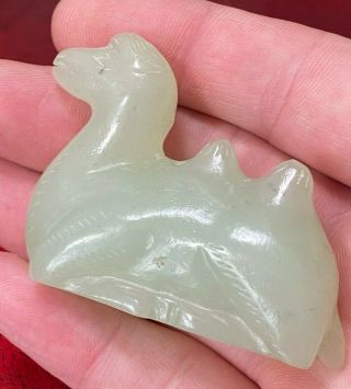 Old Vintage Chinese White Jade Nephrite Carving Of Recumbent Camel