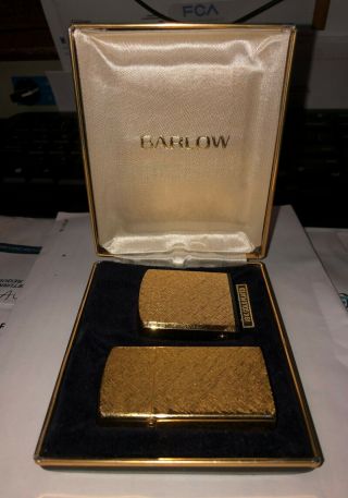 Vintage Barlow 18 Karat Gold Plated B9 Lighter & B72 Mini - Tape Set With Display