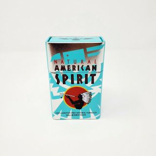 Natural American Spirit Flip Cigarette - Tabacco Tin Case Blue Round Edge Pack