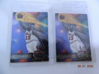 Two 1997 - 98 Michael Jordan Metal Universe 23 Hottest Base Card (ex -)