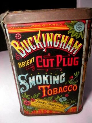 Vintage Buckingham Bright Cut Plug Tobacco Vertical Pocket Tin