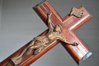 ⭐ Vintage Wall Cross,  Crucifix,  Wood & Metal Christ ⭐