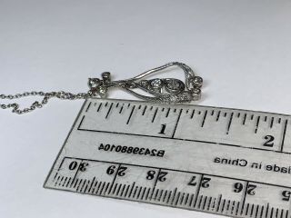 Antique Edwardian Platinum and Diamond Dangling Pendant Necklace Diamond 0.  60Ctw 2
