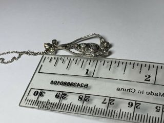 Antique Edwardian Platinum and Diamond Dangling Pendant Necklace Diamond 0.  60Ctw 3
