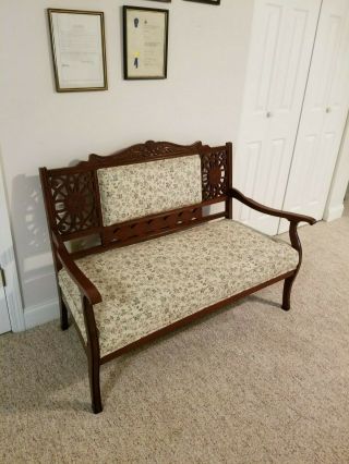 Antique 19th Century Aesthetic Arts Crafts Love Seat Chair Settee Parlor Set 2