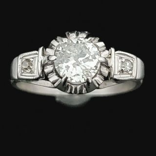 Vintage Transitional Cut Diamond Platinum Ring Engagement Fashion Estate Bridal