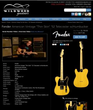 Fender American Vintage " Thin Skin " 