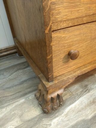 antique claw feet quarter sawn solid oak chifferobe /wardrobe.  mirror 2