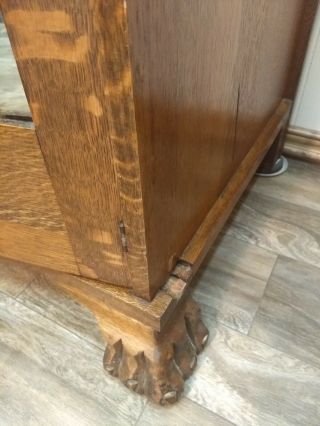 antique claw feet quarter sawn solid oak chifferobe /wardrobe.  mirror 3
