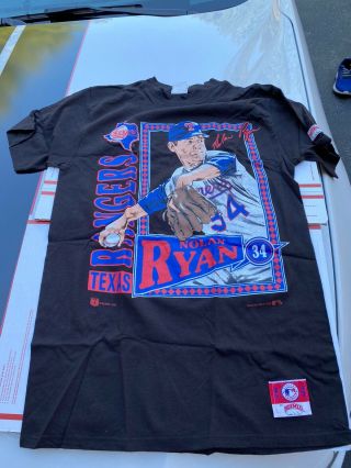 Nolan Ryan T Shirt Lg Mens Vintage Nutmeg Texas Rangers 90s Mlb Black 1992