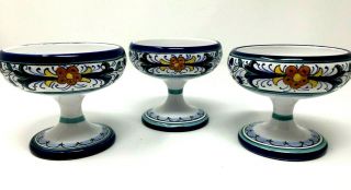 Vintage Deruta Ceramica Dessert/ice Cream/sherbet Pedestal Cups (3)
