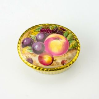 Vintage Aynsley Porcelain - Orchard Gold Pattern Pill Or Trinket Box - Lovely