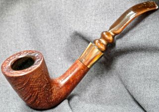 Lovely Quite Well Smoked 1/2 Bent Bark Alpha Calabash Made In Israel