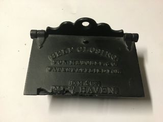 Antique Self Closing Cast Iron Match Safe D M & Co.  Haven