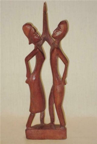 Vtg African Native Carved Wood Sculpture Statue Man & Women Primitive Folk Art