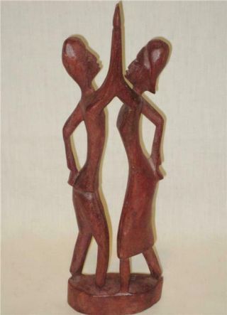 Vtg African Native Carved Wood Sculpture Statue Man & Women Primitive Folk Art 2