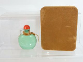 Vintage 1000 de Jean Patou Perfume Bottle Green Glass Snuff style & Box Empty 3