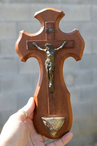 ⭐ Antique / Vintage French Crucifix,  Holy Water Font⭐