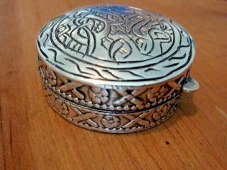 Antique/vintage Solid Silver Egyptian Pill Box /snuff Box Fully Hallmarked.