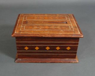 Art Deco Wood Wooden W/ Butterscotch Amber Bakelite Cigarette Dispenser Box Case