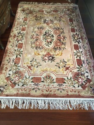 Vintage 6’ X 9’ Chinese Silk Oriental Hand Made Knotted Rug W/tags & Invoice