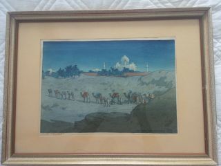 Charles W Bartlett - Signed " Taj Mahal From The Desert " - Woodblock
