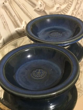 Gustavsberg Vintage Mcm Cobalt Blue Swedish Pottery Bowls Heavy