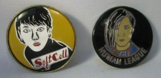 Soft Cell Human League Vintage 2 X Us 1980s Post Punk Synth Pins Buttons Badges