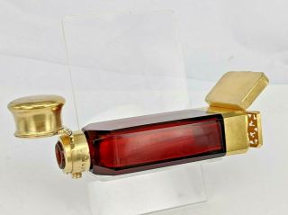 1864 Sampson Mordan Vinaigrette Ruby Scent Bottle With Silver Gilded Finish