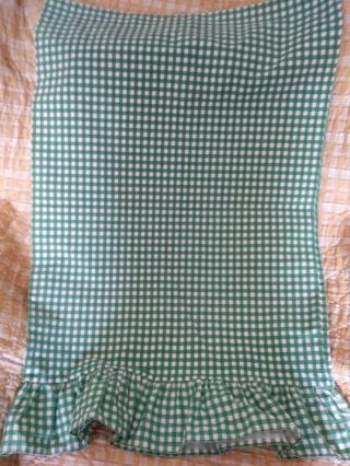 Ralph Lauren Standard Size Green Gingham Ruffled Pillowcases,  Pair,  Vintage