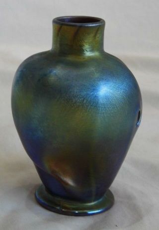 Antique Tiffany Lct Favrile Blue Gold Art Nouveau Style Glass Vase