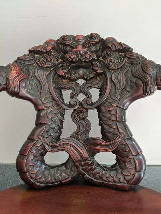Antique Dragon Chair Hand Carved from Mahogany Wood 2