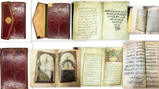 Antique Hand Written Quran Arabic Islamic Book Manuscript Gold Work