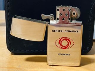 Old Vtg 1961 Slim Zippo Lighter General Dynamics Pomona Advertising Usa