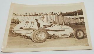 Vintage Midget Car Racing Photos X 2 Solon Springs Grandview Track Ohio 1950 