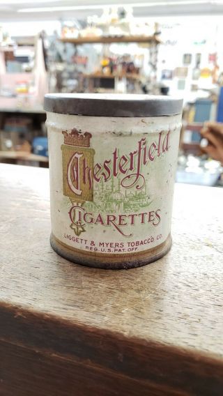 2 Chesterfield Cigarette Tobacco Tins Round and Flat 2