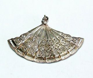 Rare Vintage Silver Charm From The 1960’s Era.  Large Fan,  Opens & Closes (31)