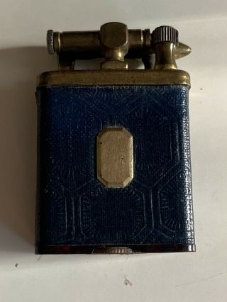 Vintage 1930’s Lift Arm Lighter Blue Leather Wrapped Gold Tone